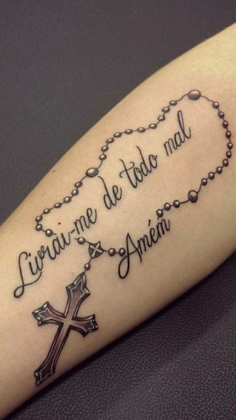 God Quotes Tattoos, Rosary Tattoo On Hand, Unique Cross Tattoos, Arm Tattoos Drawing, Earthy Tattoos, Crazy Tattoos, Rose Tattoos For Women, Finger Tattoo For Women, Cross Tattoos