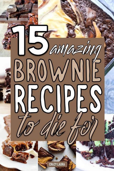 Need a new way to make delicious brownies at home?! Check out these 15 amazing recipes for ideas to try! Fancy Brownies Ideas, Brownie Deserts, Tasty Dessert Recipes, Best Brownie Recipes, Amazing Brownies, Blondie Recipes, Bars Ideas, Butterscotch Brownies, Peanut Butter Swirl Brownies