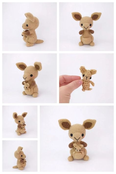 Amigurumi Kangaroo Free Pattern-1 – Free Amigurumi Crochet Crochet Minis, Mini Crochet Animals, Yarn Projects Crochet, Crochet Project Free, Pig Toys, Doll Amigurumi Free Pattern, Crochet Doll Tutorial, Crochet Nursery, Easy Crochet Animals