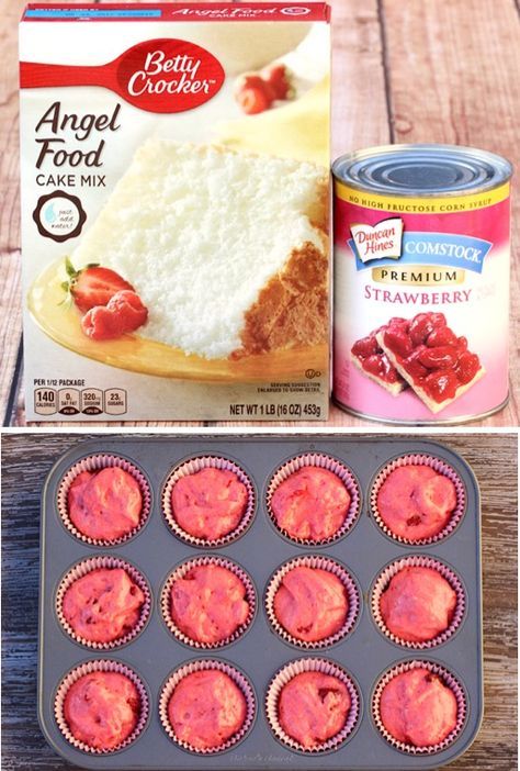 Strawberry Desserts - Easy Angel Food Cupcakes and Muffins {Just 2 Ingredients} This is one of the EASIEST treats you'll ever make! Top them with some cool whip or whipped cream, and ENJOY! Go grab the recipe and give them a try this week! Angel Cupcakes, Muffins Strawberry, Angel Food Cake Mix, Angel Food Cupcakes, Angel Food Cake Desserts, Easy Strawberry Desserts, Food Cupcakes, Angel Food Cake Mix Recipes, Duncan Hines