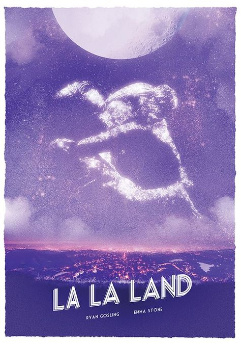 Lala Land Poster Art, La La Land Theme Party, Purple Movie Poster, Lalaland Poster, Lala Land Poster, La La Land Wallpaper, La La Land Art, La La Land Aesthetic, Here's To The Fools Who Dream