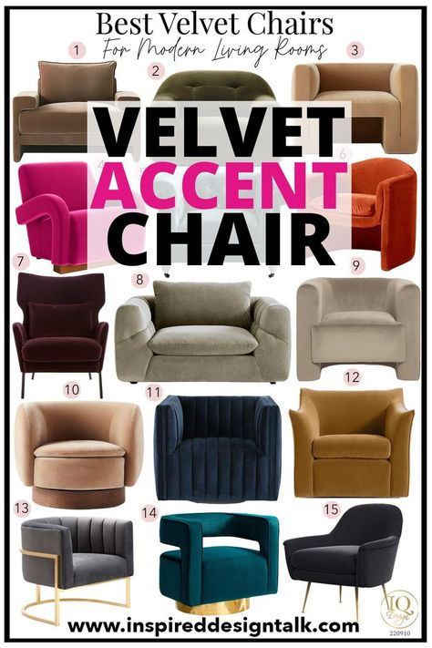 velvet accent chair Velvet Chairs Living Room, Velvet Bedroom Chair, Den Chairs, Dark Academia Living Room, Modern Velvet Chair, Velvet Accent Chairs, Blue Velvet Accent Chair, Black Velvet Chair, Accent Chair Modern