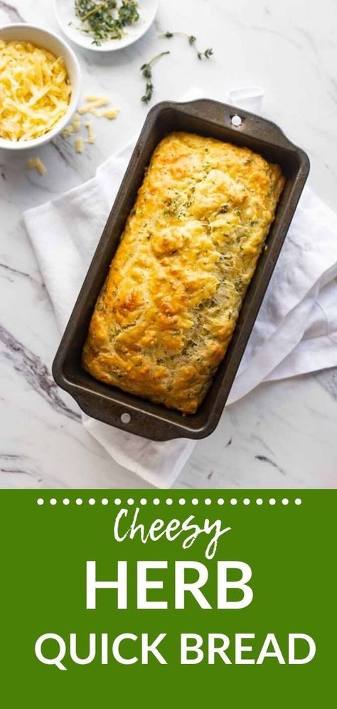 Quick Dinner Bread, Herb Quick Bread, Herb And Cheese Bread, Fall Bread Recipes, Vegetarian Appetizers Easy, Beginners Bread Recipe, Savory Bread Recipe, Vegetarian Appetizer, Quick Bread Recipes Easy