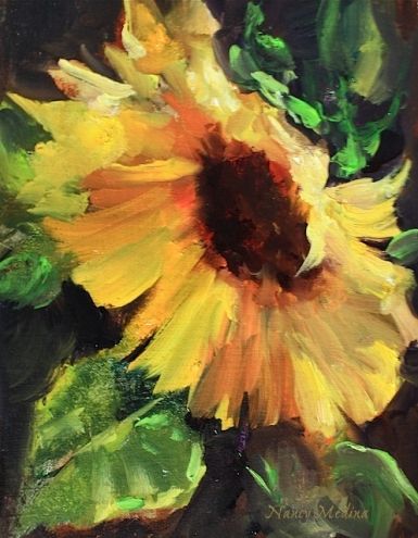 . Nancy Medina, Poppy Flower Painting, Flower Artists, Sunflower Art, Sunflower Painting, Painting Flowers, Paintings I Love, Yellow Sunflower, Arte Floral