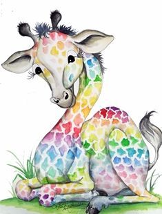 simple rainbow giraffe - Google Search Rainbow Giraffe, Medicine Herbs, Giraffe Pictures, Giraffe Art, Herbs De Provence, Books Pdf, Giraffes, Pics Art, Whimsical Art