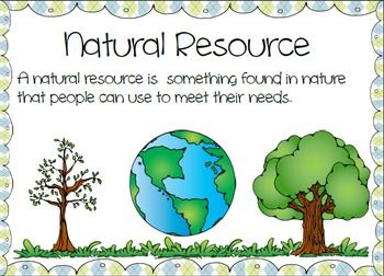 This 14 page poster pack will surely help you reinforce the common differences between what is a natural resource and what is a man made resource. Each poster is in full color and gives vibrant examples of different resources. Included are Natural Resource (definition poster) -Water-Soil-Sun-Wind-Plants-AnimalsMan Made Resource (definition poster)-Nylon-Paper Products-Steel/Metal-Plastic-Go Green Poster! Natural Vs Man Made Kindergarten, Natural Resources Lesson, Natural Resources Activities, Science Anchor Charts, Kindergarten Social Studies, Green Poster, Primary Science, Definition Poster, Physical Geography