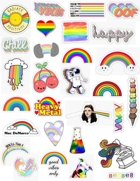 Wallpapers Rainbow, Purple Stickers, Rainbows And Unicorns, Iphone Stickers, Aesthetic Sticker, Iphone Case Stickers, Pride Stickers, Tumblr Stickers, Enjoy Every Moment