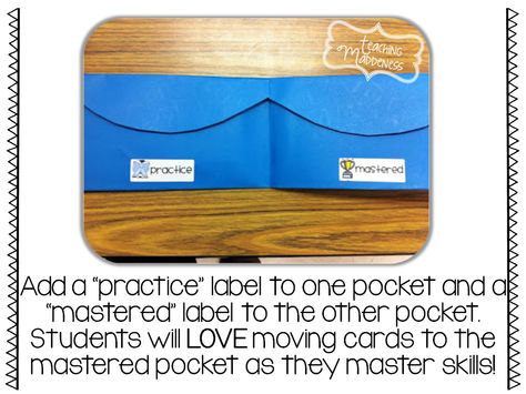 Mastery pockets~These would be perfect for my reading groups and practicing sight words! Reading Mastery, Multiplication Facts Practice, Classroom Strategies, Teacher Material, School Printables, Sight Word Practice, Sight Word Activities, Teacher Memes, French Language Learning