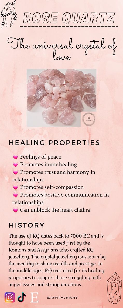 Rose Quartz Affirmation, Rose Quartz Aesthetic, Quartz Healing Properties, Quartz Properties, I Am Loved, Rose Quartz Healing, Crystal Aesthetic, Raw Rose Quartz, Crystals Healing Properties