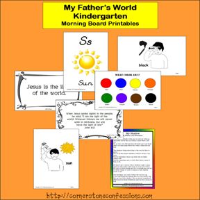 My Father’s World Morning Board Cards {Free Printables} My Fathers World, Mfw Kindergarten, Homeschooling Curriculum, Kindergarten Homeschool Curriculum, Homeschool Fun, Morning Board, Kindergarten Curriculum, My Father's World, Kindergarten Printables