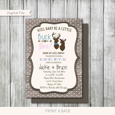 Buck Or Doe Invitations, Buck Or Doe Gender Reveal, Gender Reveal Favors, Disney Princess Gifts, Lollipop Favors, Gender Reveal Gifts, Gender Reveal Party Invitations, Deer Baby, June Bug