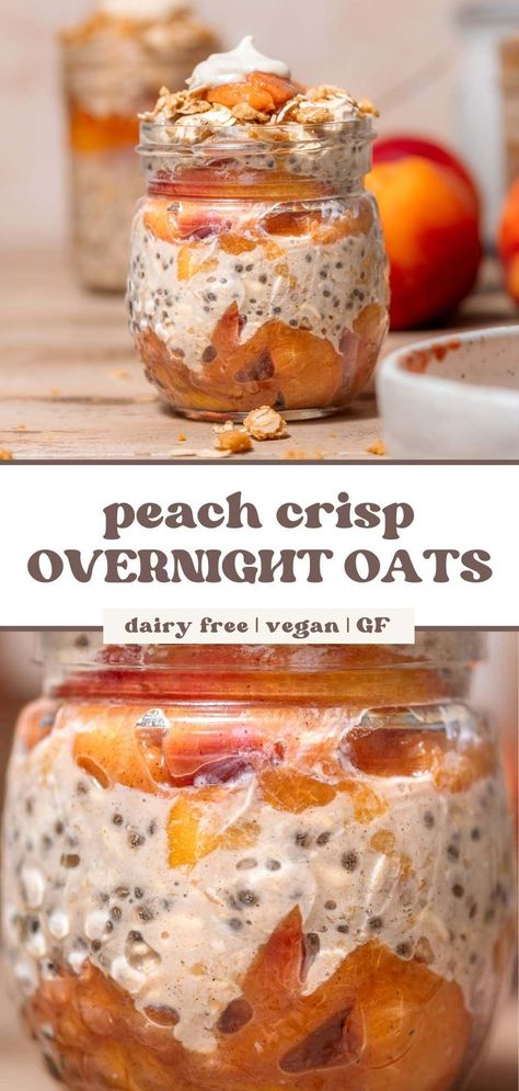 Jar Breakfast, Healthy Recipes Simple, Peach Overnight Oats, Best Overnight Oats, Easy Peach Pie, Mason Jar Breakfast, Low Sugar Granola, Overnight Oats Recipe Easy, Best Overnight Oats Recipe