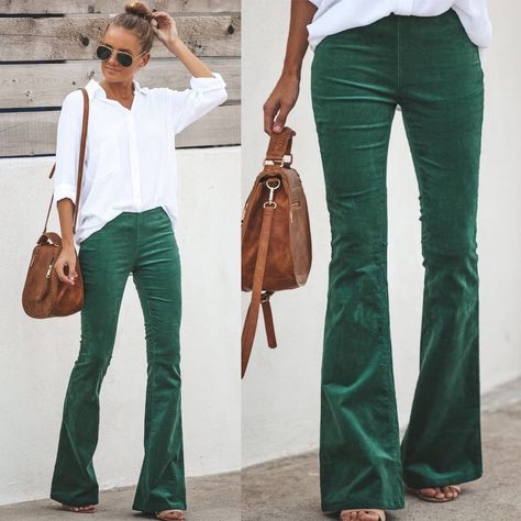 NEW // RETRO OBSESSED Ring My Bell Corduroy Bell Bottoms $48 – Green Sizes S – L Our newest retro obsession! Our Ring My Bell Corduroy Bell… Green Bell Bottoms Outfit, Courdory Bell Bottoms Outfit, Green Bell Bottom Pants Outfit, Green Duster Outfit, Corduroy Bell Bottoms Outfit, Corduroy Bell Bottoms, Bell Bottom Jeans Outfit, Bell Bottoms Outfit, Flare Jeans Outfit