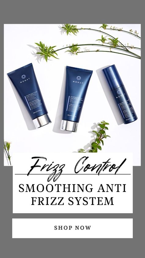 The Smoothing Anti Frizz System features a shampoo, conditioner, and a blow out spray designed to provide frizz control for 72 hours. This systems uses an exclusive smoothing and softening blend of vegan ingredients that moisturizes the hair and reduces frizz, static, and flyaways. Click the link in the description to shop now. Monat Hair, Anti Frizz, Blow Out, Frizz Control, Anti Frizz Products, Shampoo Conditioner, 72 Hours, Hair Care, Moisturizer