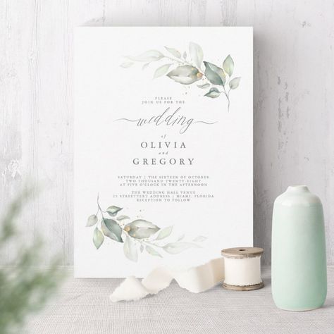 Summer Party Invitations, Eucalyptus Wedding Invitation, Minimalist Wedding Invitation, Sage Wedding, Greenery Wedding Invitations, Cadeau Photo, Minimalist Wedding Invitations, Simple Wedding Invitations, Elegant Invitations