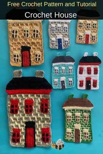 Crochet House Granny Square, Crochet Houses Blanket, Crochet House Pillow, Crochet House Appliques, Crochet Houses Free Pattern, Crochet Art Pattern, Crochet House Patterns Free, House Granny Square, Freeform Crochet Patterns Free