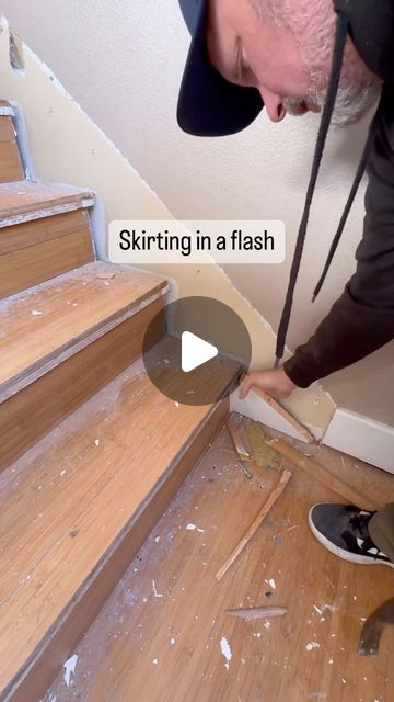 Straight Up Stairs on Instagram: "Let’s get “Down with the Skirting”….. 🗣️OOOO-AH-AH-AH-AH (sound on) I’ll roll you into the weekend with this little Jingle🤣 How many of you guys are gonna be in Vegas for @worldofconcreteshow 2024? Hit me up let’s meet. - #stairs #carpentry #demo #skirt skirting #diy #wood #construction #tools #straightupstairs #straightupreels #hgtv #explore #explorepage #tips #tricks #inspiration #motivation #keepgoing #temeculastairs #sandiegostairs #orangecountystairs #tomlawson #stairslayer" Skirt Boards On Stairs, Scribing Stair Skirt Board, Diy Stair Skirt Board, Skirtboard For Stairs, Faux Stair Skirt, Faux Stair Skirting Ideas, Staircase Skirting Ideas, Stair Skirt Board Diy, Skirt Board For Stairs