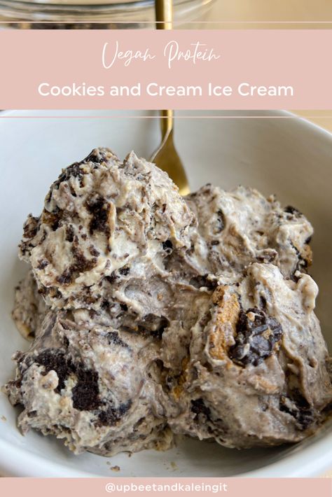 Vegan Protein Ice Cream, Protein Powder Ice Cream, Vegan Cookies And Cream, Cookies And Cream Protein, Vegan Protein Cookies, Cookie Monster Ice Cream, Cream Filled Cookies, Protein Ice Cream Recipe, Protein Ice Cream Recipes