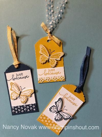 Homemade Gift Tags Birthday, Gift Bag Tags Diy, Decorated Tags Ideas, Using Tags On Cards, Tags On Cards, Scrapbooking Tags Ideas, Handmade Gift Tags Paper Crafts, Gift Tag Diy, Stampin Up Tags Ideas