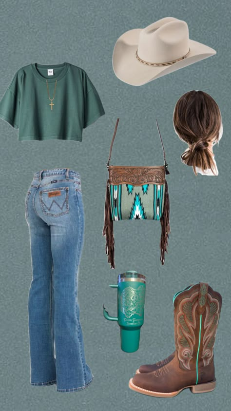 Cute Western Outfits, Country Outfits Women, Teal Outfits, Casual Country Outfits, Matching Outfits Best Friend, Cowgirl Style Outfits, Boots Jeans, Southern Outfits