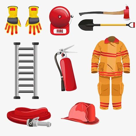 Fire Prevention Week Preschool, Community Helpers Printables, Firefighter Cookie, Element Drawing, Drawing Equipment, Firefighter Clipart, Fire Prevention Week, Community Helpers Preschool, Fire Equipment