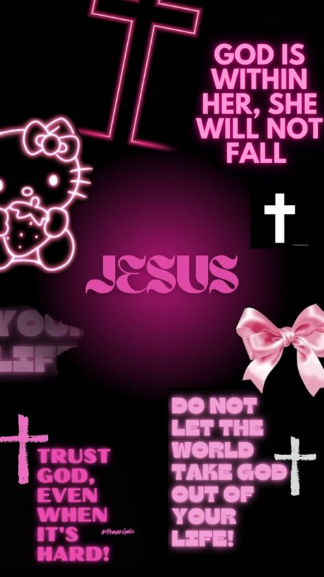 Bible quotes, hello kitty, bows, and the cross Quotes Hello Kitty, Happy Bible Quotes, Iphone Wallpaper Quotes Inspirational, Christian Iphone Wallpaper, Pretty Wallpaper Ipad, Pink Wallpaper Hello Kitty, Christian Motivational Quotes, Cute Bibles, Christian Quotes Wallpaper