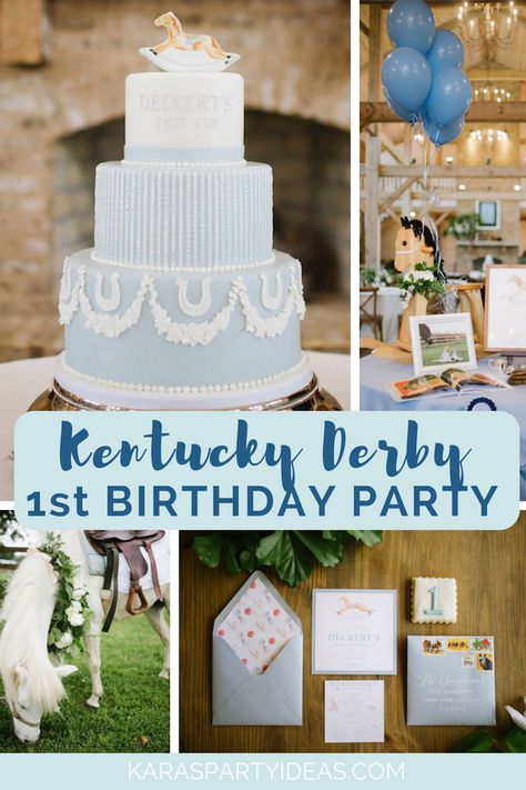 Kentucky Derby Inspired 1st Birthday Party via Kara's Party Ideas - KarasPartyIdeas.com Kentucky Derby Baby Shower Ideas, Kentucky Derby Birthday Party, Kentucky Derby Birthday, Kentucky Derby Theme, Horse Birthday Parties, Boys First Birthday Party Ideas, Barnyard Birthday, Balloon Ideas