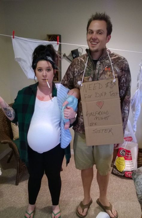 White Trash Party Outfits, White Trash Party Costume, White Trash Costume, Trailer Trash Party, White Trash Bash, White Trash Party, Trash Party, Pregnancy Costumes, Pregnant Halloween Costumes