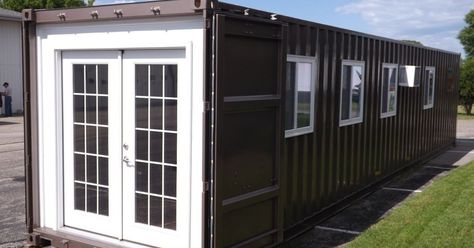 Amazon officially sells everything, including a $36K shipping container house  ||  Wisconsin-based MODS International is selling a one bedroom, 320-square-foot shipping container house on Amazon. https://www.curbed.com/2017/10/5/16432426/shipping-container-house-amazon-for-sale?utm_campaign=crowdfire&utm_content=crowdfire&utm_medium=social&utm_source=pinterest Design Casa Piccola, Double Patio Doors, Container Home Designs, Buy A Tiny House, Container Cabin, Shower Toilet, Building A Container Home, Toilet Sink, Container House Plans