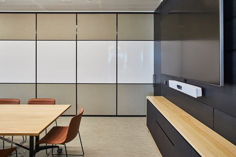 Operable Wall Meeting Room, Operable Wall Design, Operable Wall, Japandi Office Design, Japandi Office, Quiet Room, Office Fit Out, Wall Finishes, Floor Space