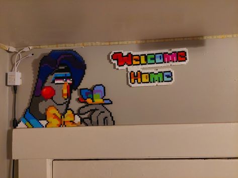 Welcome Home Perler Beads, Home Pixel Art, Welcome Home Crafts, Frank Frankly, Welcome Home Images, Silly Puppets, Wally Darling, Pixel Art Templates, Pony Bead Patterns