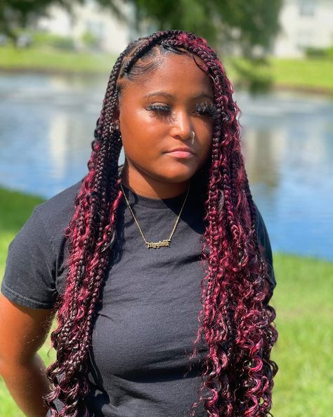 Get into these Ombre ❤️🔥💋 Extended Large Knotless + Boho. Click the link ⬆️ Colors: 99J/425/530 . . . #jaxbraider #jaxbraids #duvalbraider #jacksonvillebraids #904braids #knotlessbraids #bohoknotlessbraids #largeknotlessboxbraids Large Knotless, 4 Braids, Box Braids, Click The Link, Braids, Bra, Quick Saves, Color, Plaits