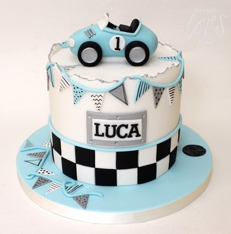 fast one cake | A first birthday cake with vintage racing ca… | Flickr Too Fast Birthday Party Cake, 2 Fast 2 Furious Cake, Car Themed Birthday Cake For Men, Car First Birthday Cake, Buttercream Car Cake, Fast One Cake Ideas, Race Car Smash Cake Boy, Vintage Race Car Birthday Cake, Vintage Car First Birthday Boy