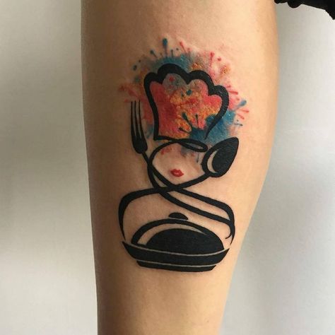 Chef Tattoos For Women, Tattoos For Chefs, Female Chef Tattoo, Chef Tatoos Culinary Tattoos, Chef Tattoo Ideas Female, Pastry Tattoo, Flesh Art, Reflection Tattoo, Culinary Tattoos