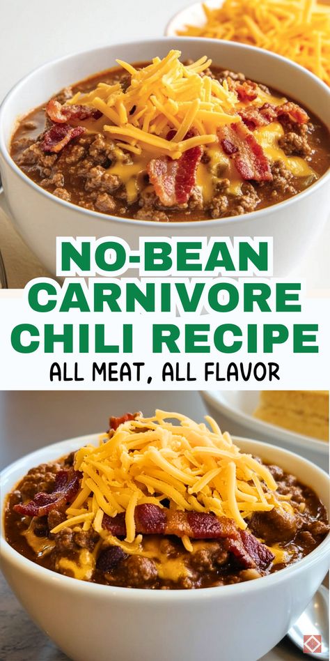 Who needs beans when you have this rich, meaty carnivore chili? Packed with bold flavors and plenty of protein, this no-bean chili is perfect for those on a carnivore, keto, or low-carb diet. Easy to make and hearty enough for any appetite. Save this pin for a chili recipe that’s all meat and all flavor! Healthy Beef Dinner Recipes Low Carb, Low Carb Beef Dinner Recipes, Family Dinner Ideas Low Carb, Protein And Green Veggie Meals, Carnivore Chili Recipe Crockpot, Carnivore Oxtail Recipes, Carnivore Flank Steak Recipes, Carnivore Chili Crockpot, Carnivore Chilli