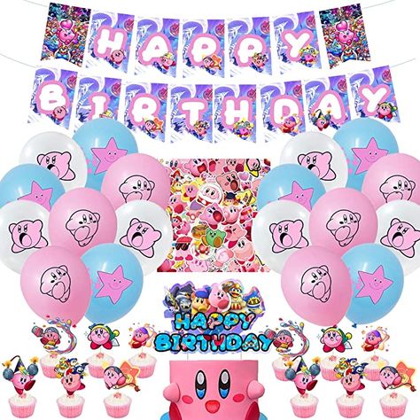 Kirby Party Decorations, Kirby Birthday Party, Kirby Party, Kirby Birthday, Birthday Banner Cake Topper, Kirby Star, Birthday Party Decorations For Adults, Star Birthday Party, Cake Banner Topper