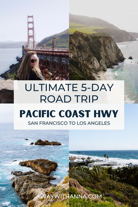 Drive San Francisco to Los Angeles over 5 days along the famous Pacific Coast Highway in California. Known as one of the most beautiful scenic drives in the United States. A must do USA Road Trips. Road Tripping in USA Best Road Trips in America Scenic Drives USA USA Coastal Road Trips Iconic USA Road Routes #USACoastalRoad Trips #USAWestCoastRoadTrip #USACoastalDrive #USAHiddenGems #USAFamilyRoadTrip Bucketlist US road trips Hwy 101 Road Trip Pacific Coast Highway, Best Road Trips In America, Highway 1 Roadtrip, Highway 101 Road Trip, Big Sur Trip, California Coast Road Trip, West Coast Travel, Highway 101, California Travel Guide