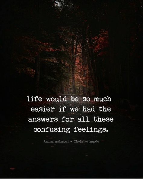 life would be so much easier if we had the answers for al these confusing feelings. . @thechasingwriter @sombrescapes #thelatestquote #quotes Confused Thoughts, Confused Feelings Quotes, Confused Quotes, Sometimes Quotes, Confused Feelings, Super Quotes, Sarcastic Quotes Funny, Ideas Quotes, Quotes Life