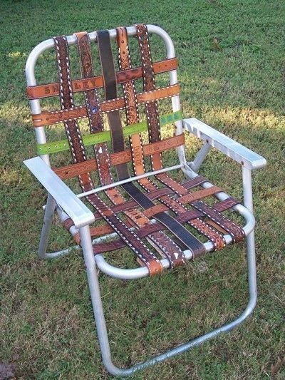 Leather Belts to Chair | 26 Ordinary Objects Repurposed Into Extraordinary Furniture Lawn Chair, Old Chair, 15 Diy, Lawn Chairs, Diy Chair, Western Belts, Cool Ideas, Upcycled Crafts, Take A Seat