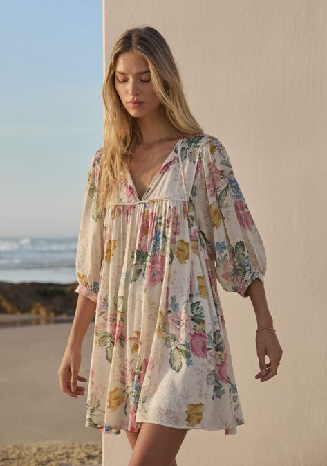 Delilah Bloom Leisel Mini Dress Off White - Auguste The Label Vacation Dress, Dream Vacation, Vacation Dresses, Hijab Style, Western Dresses, Ruched Dress, Kurti Designs, Mode Outfits, Short Dress