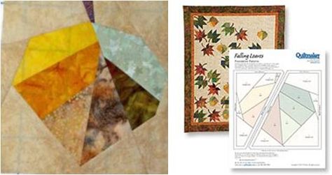 Falling leaves, free foundation piecing pattern for aspen leaves, at Quiltmaker magazine Leaf Quilt Block, Leaf Quilt, Mug Rug Tutorial, Aspen Leaf, Autumn Paper, Colors Of Fall, Foundation Piecing, Quilt Block Pattern, Paper Piecing Patterns