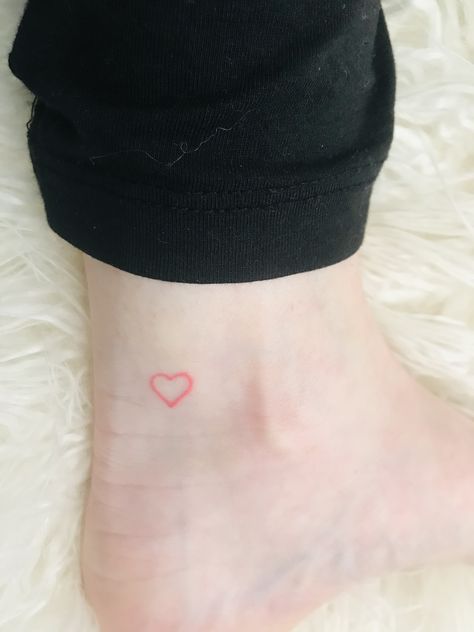 Tiny Pink Heart Tattoo, Heart Ankle Tattoo, Small Red Heart Tattoo, Pink Heart Tattoo, Red Heart Tattoo, Heart Outline Tattoo, Simple Heart Tattoos, Small Red Heart, Red Heart Tattoos