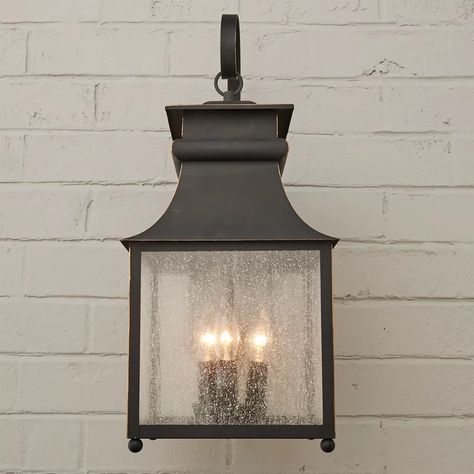 Homesteader Seeded Glass & Bronze Finish Outdoor Wall Lantern - 3 Light - Shades of Light French Country Exterior, Craftsman Lighting, Front Door Lighting, Gate Lights, Glass Exterior, Front Door Makeover, Window Trim Exterior, Exterior Light Fixtures, Black Light Fixture