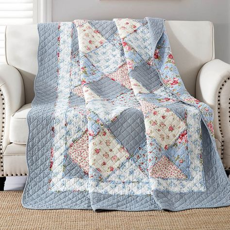 Flower Comforter, Quilted Throw, Twin Quilt Size, Comforter Bed, Quilted Throw Blanket, Quilted Bedspreads, Twin Quilt, Quilted Coverlet, Blue Quilts