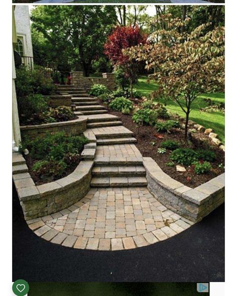 Cheap Landscaping Ideas For Front Yard, Cheap Landscaping Ideas, Yard Area, Walkway Landscaping, Pathway Landscaping, Walkways Paths, Sloped Backyard, Small Front Yard Landscaping, Landscaping Retaining Walls