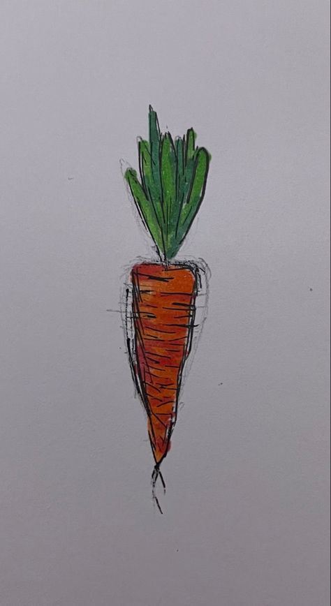 How To Draw A Carrot, Carrot Outline, Carrots Drawing, Carrot Sketch, Carrot Tattoo, Easter Drawing Ideas, Carrot Drawing, Carrot Art, Easter Drawing