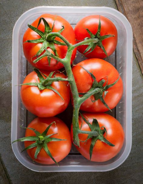 How to properly store tomatoes so they last a really long time Store Tomatoes, Ripen Green Tomatoes, How To Store Tomatoes, Kfc Coleslaw Recipe, Freezing Vegetables, Perfect Baked Potato, Types Of Tomatoes, Juicy Tomatoes, Food Info