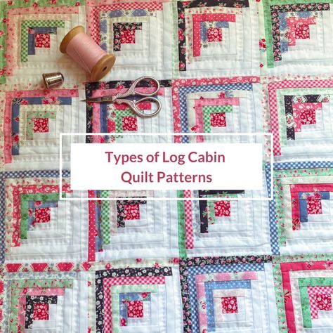 How To Quilt A Log Cabin Block, Log Cabin Quilt Blocks Layout, Quilted Log Cabin Quilts, Log Cabin Patchwork Quilt, Quilt Log Cabin Pattern, Log Quilt Patterns, Scrap Log Cabin Quilts, Modified Log Cabin Quilt Patterns, Log Cabin Variation Quilt Patterns