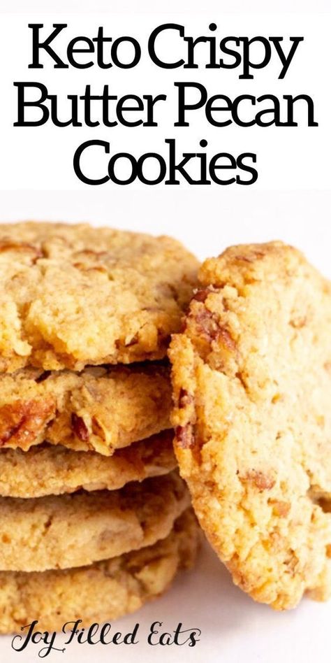 These Butter Pecan Cookies live up to their name. They are buttery and chock full of pecans. They are crisp, sweet, and are the perfect sweet bite after supper. Whether you need eggless cookies or not these are divine. Dolce Poche Calorie, Galletas Keto, 1000 Calorie, Comidas Keto, Keto Cookie Recipes, Butter Pecan Cookies, Joy Filled Eats, Pecan Cookies, Low Carb Cookies