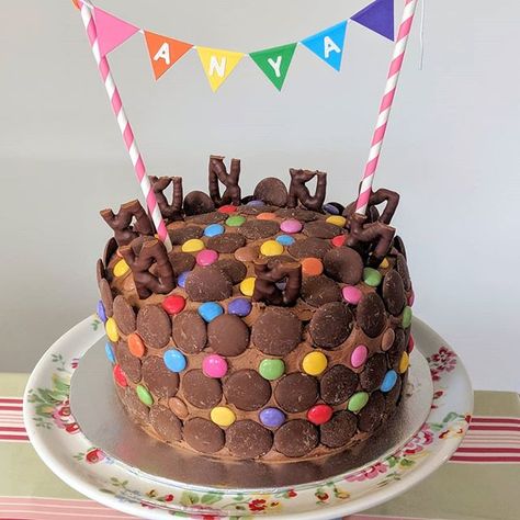 Chocolate Buttons covered Birthday Cake Chocolate Buttons Cake, 1st Birthday Chocolate Cake, Kids Chocolate Birthday Cake, 12 Year Birthday Cake, Chocolate Birthday Cake Kids, Chocolate Button Cake, Sweetie Birthday Cake, Kids Birthday Cupcakes, Ballet Cakes